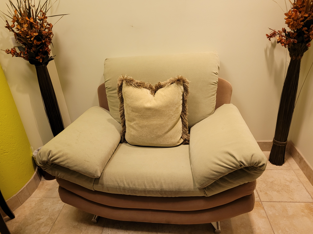 Comfortable Armchair - Two-Toned Beige and Green