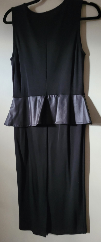 Black Dress with Faux Leather Peplum Style Detail