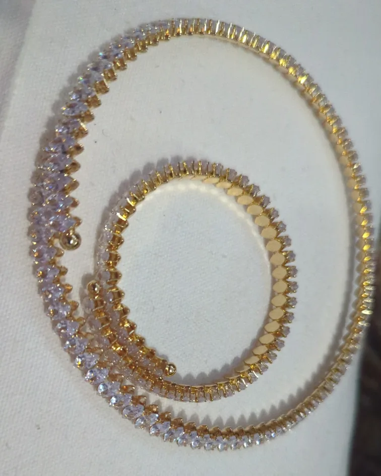 Gold Tone Bracelet Set with Clear Stones thumbnail