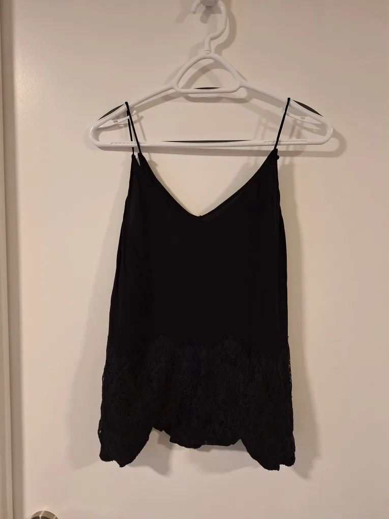 Black Lace Trim Cami Top thumbnail