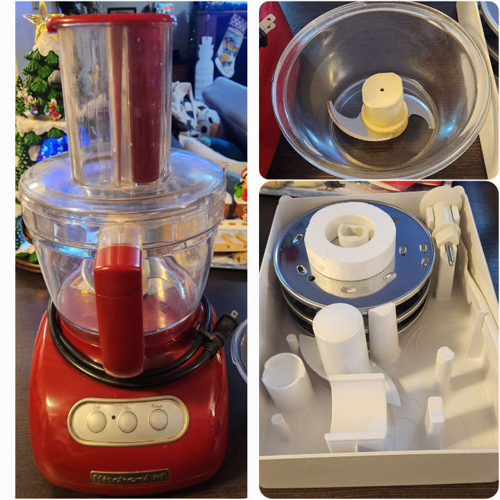 Red KitchenAid Food Processor with Accessories