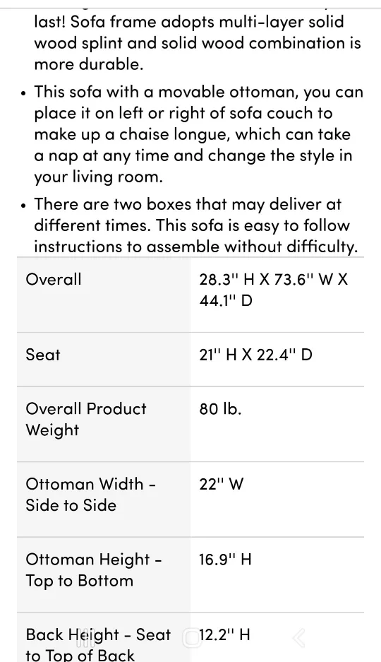 Ebern Designs 73.6" Modern Upholstered Sofa Couch image indicator(3)