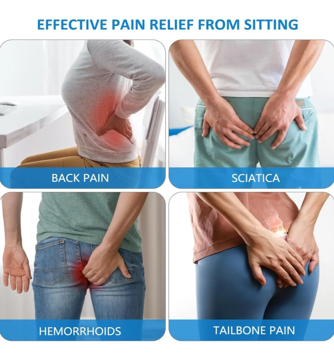 Non-Slip Donut Pillow for Tailbone Pain & Hemorrhoid Relief image indicator(2)