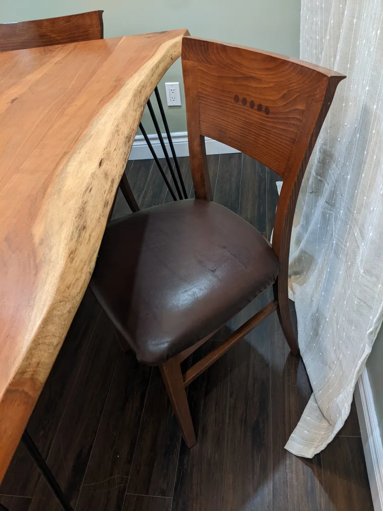 Set of 4 Wooden Leather Dining Chairs image indicator(3)