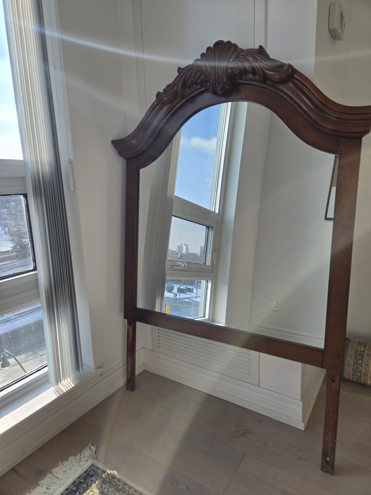 Ornate Wooden Headboard Mirror