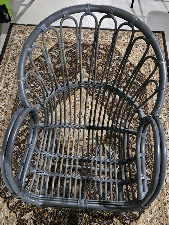 Vintage Rattan Chair - Dark Grey