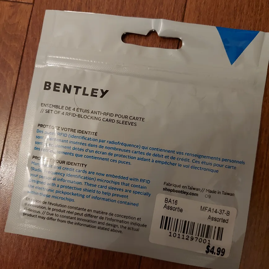 Bentley RFID Blocking Card Sleeves (4 Pack) image indicator(3)
