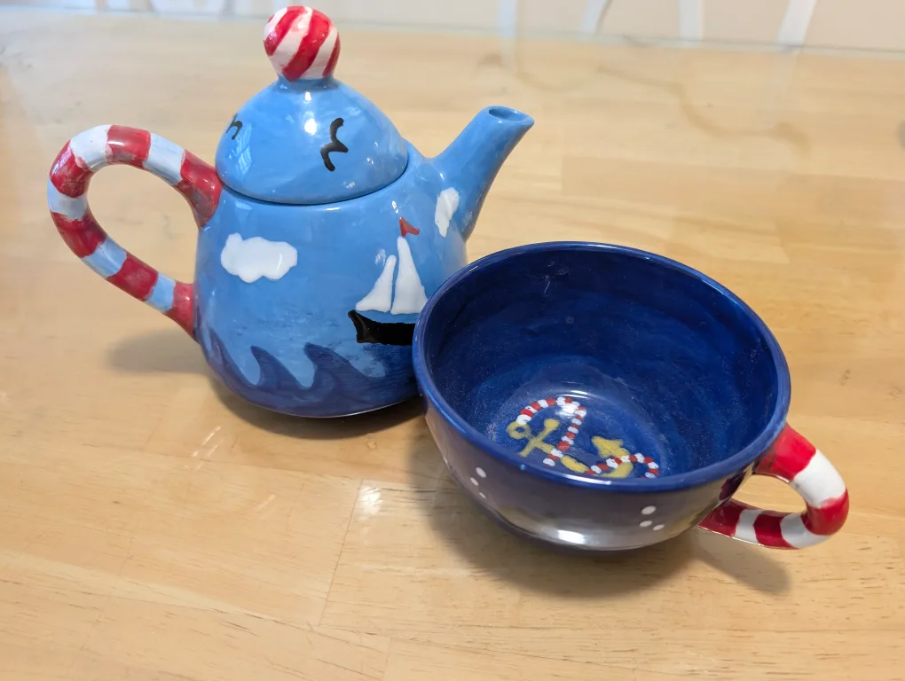 Adorable Nautical Teapot and Cup Set image indicator(5)