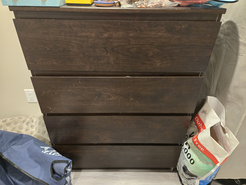 Four-Drawer Dark Brown Chest of Drawers