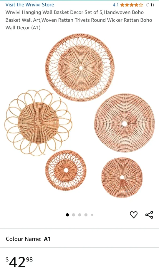 Woven Rattan Wall Decor - Set of Four image indicator(3)