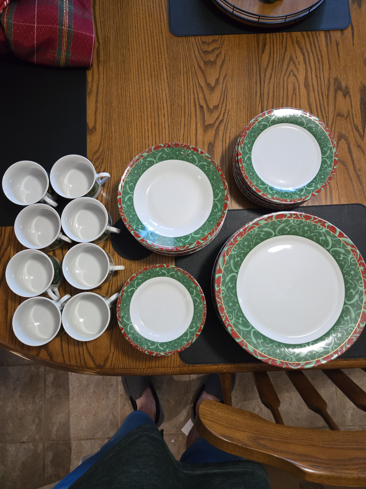 Vintage Holiday Dinnerware Set with Teacups