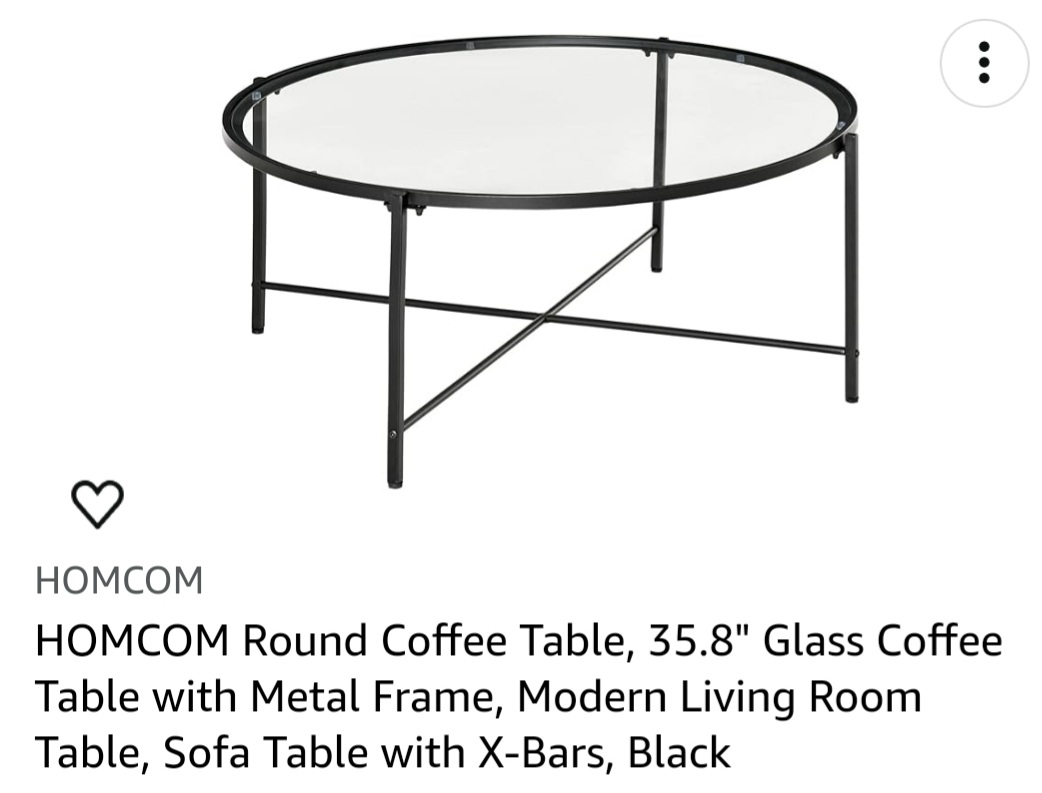 HOMCOM Round Glass Coffee Table - photo 2