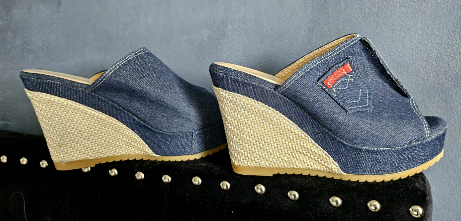Women's Denim Wedge Sandals - photo 3