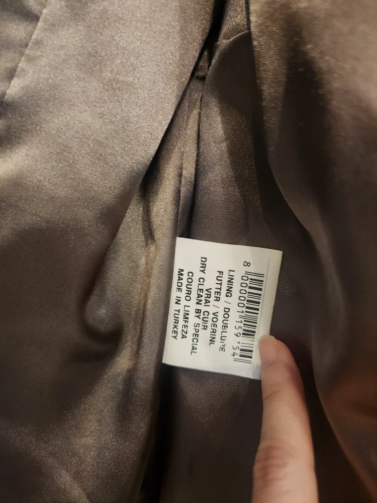 Women's Leather Jacket with Knit Hood - Size M image indicator(5)