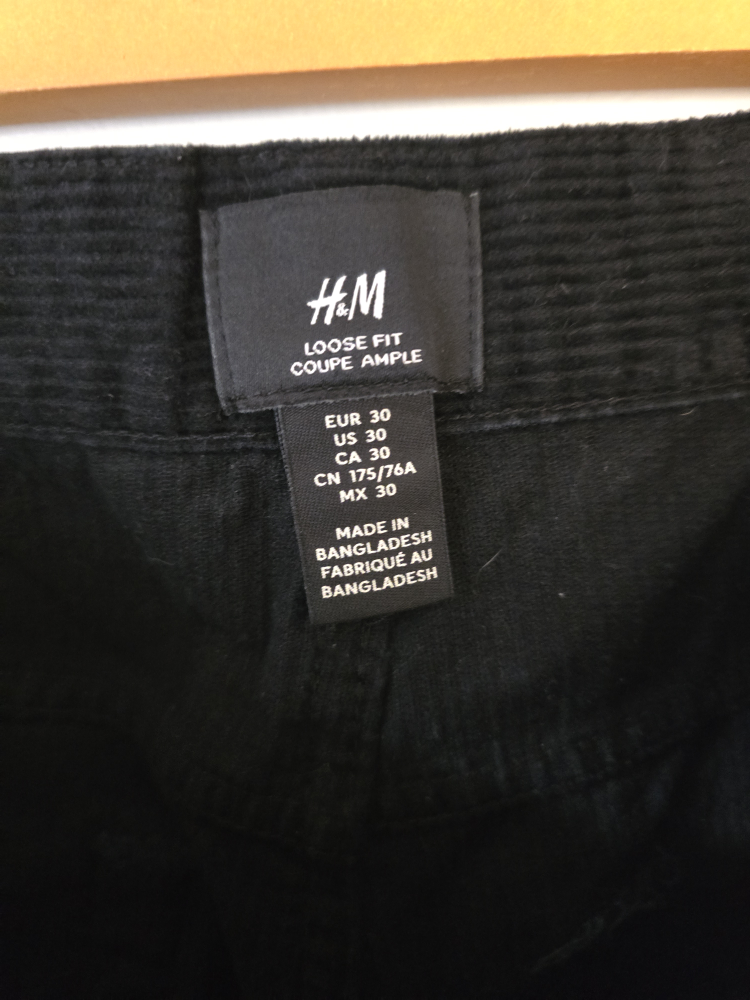 H&M Black Corduroy Loose Fit Pants - Size 30 - photo 2