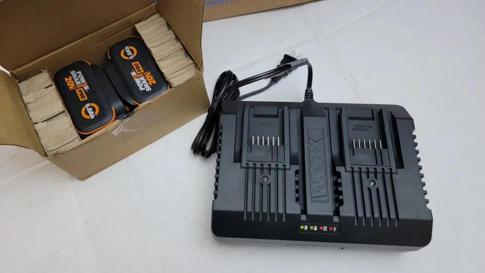 2X WORX 20V 5.0Ah Lithium Batteries & Dual Charger – WA3570 image indicator(9)