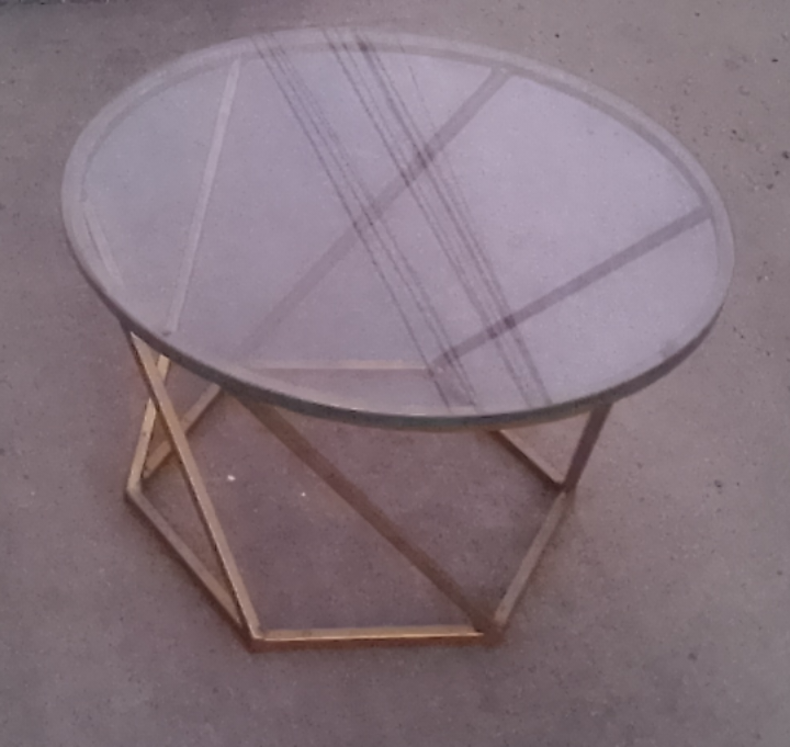 Gold Geometric Accent Table with Glass Top #freecycle