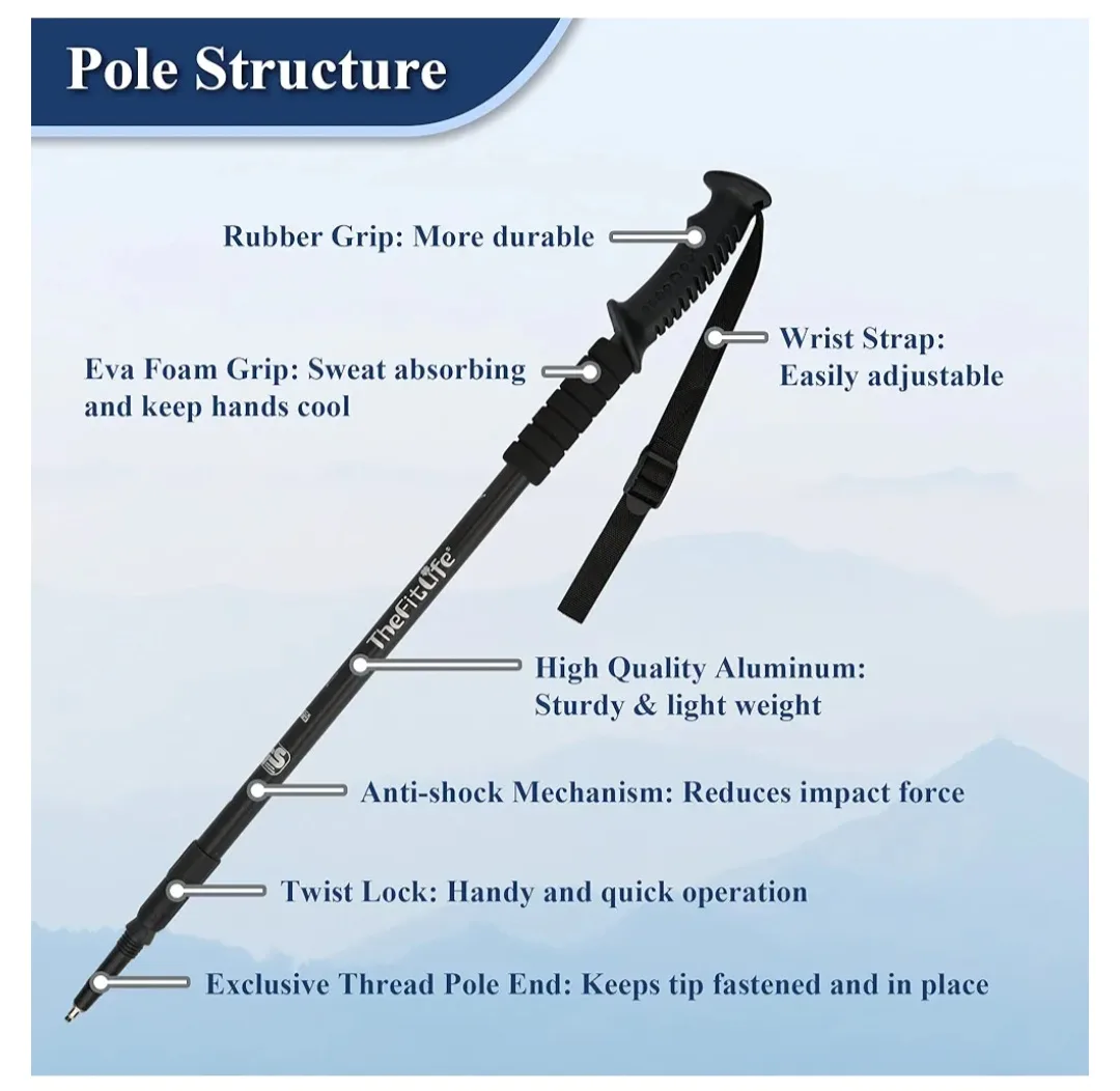 TheFitLife Nordic Walking Trekking Poles-2 Pack image indicator(2)