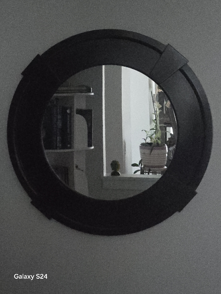 Round Black Framed Wall Mirror - photo 2