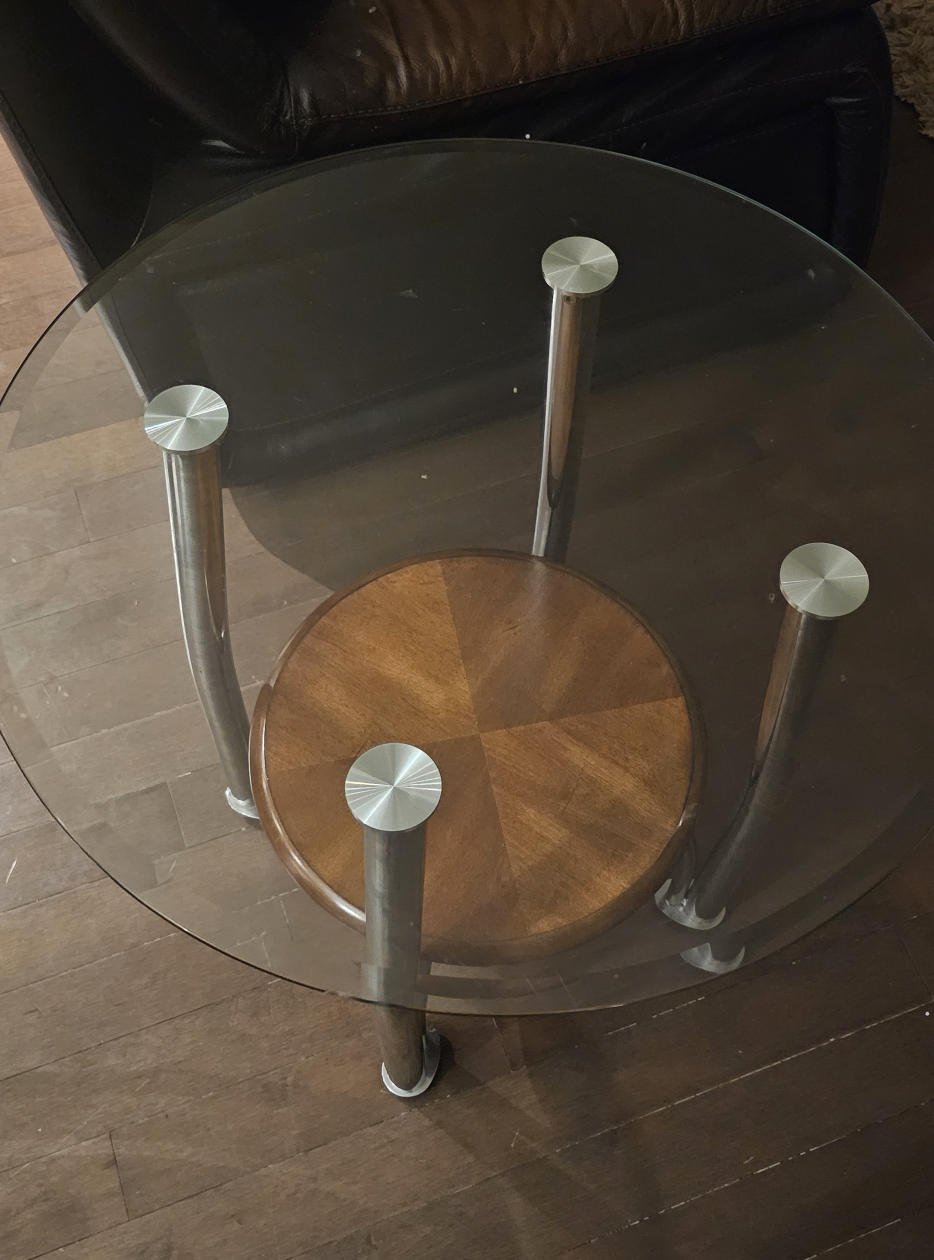 One Oval Glass Top Coffee Table and two Glass Top side tables - photo 2