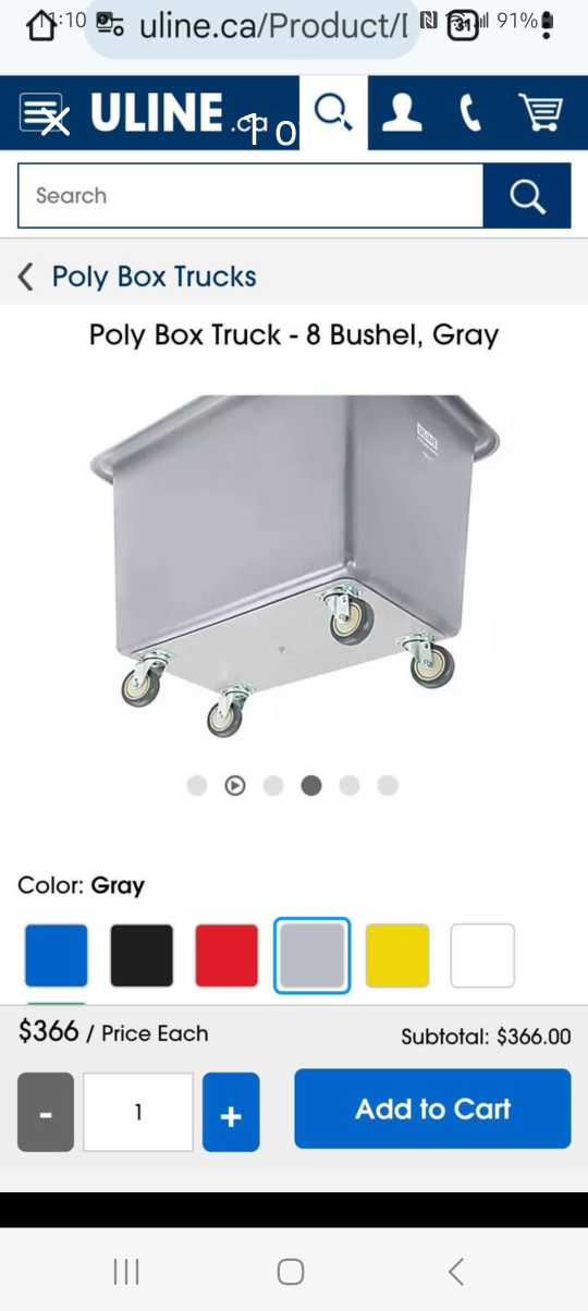 Uline 8-Bushel Poly Box Truck - Gray - photo 2