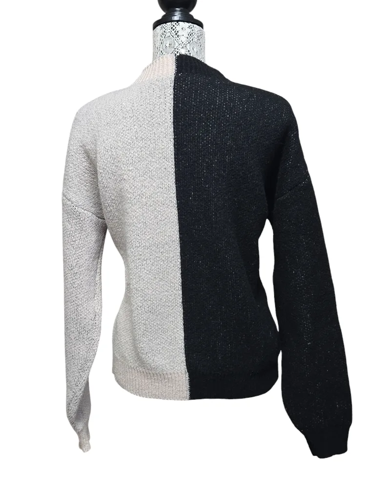 Two-Tone mock neck Knit Sweater image indicator(2)