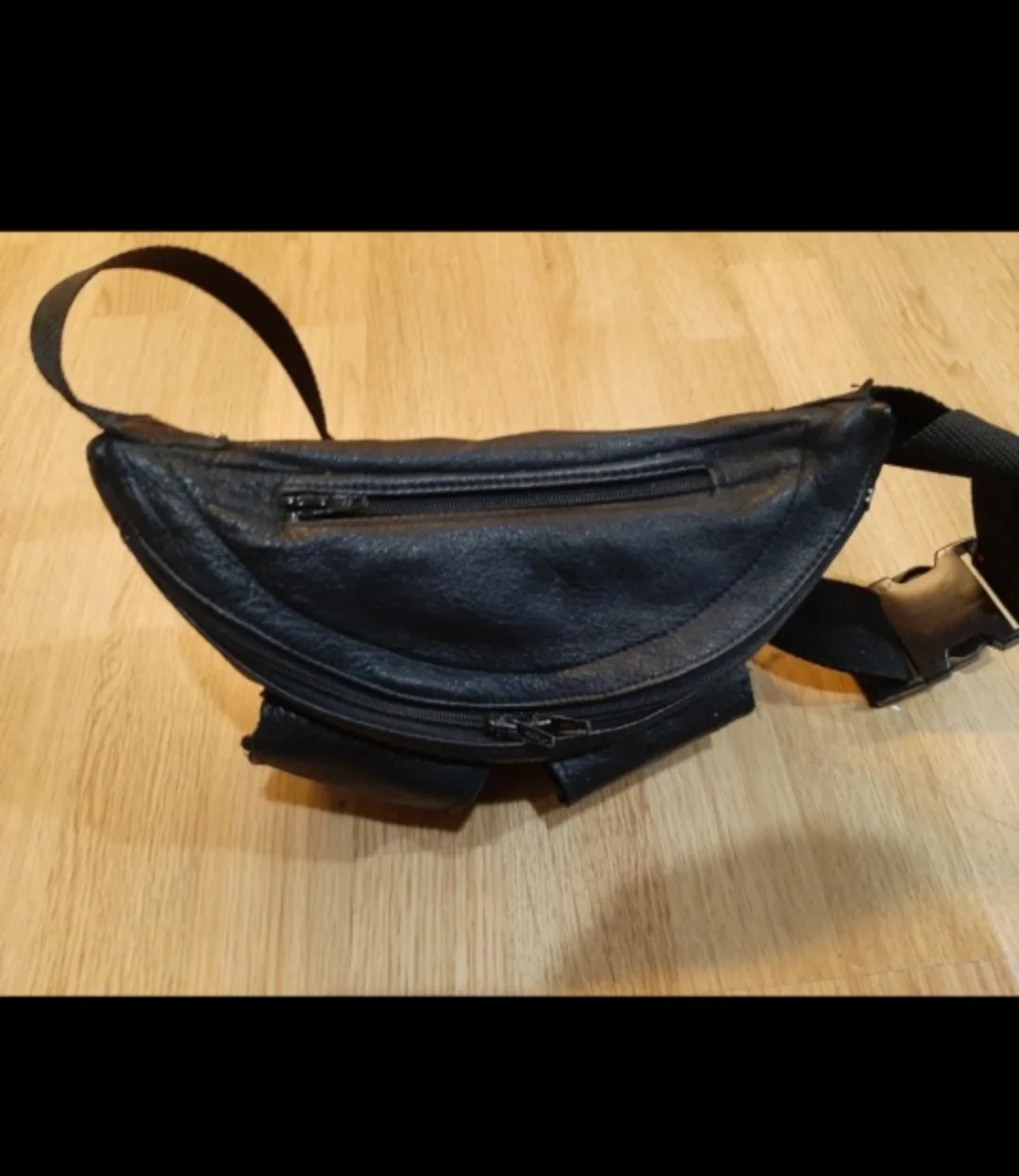 NEW.Black Cowhide Leather waist Pack.firm price image indicator(6)