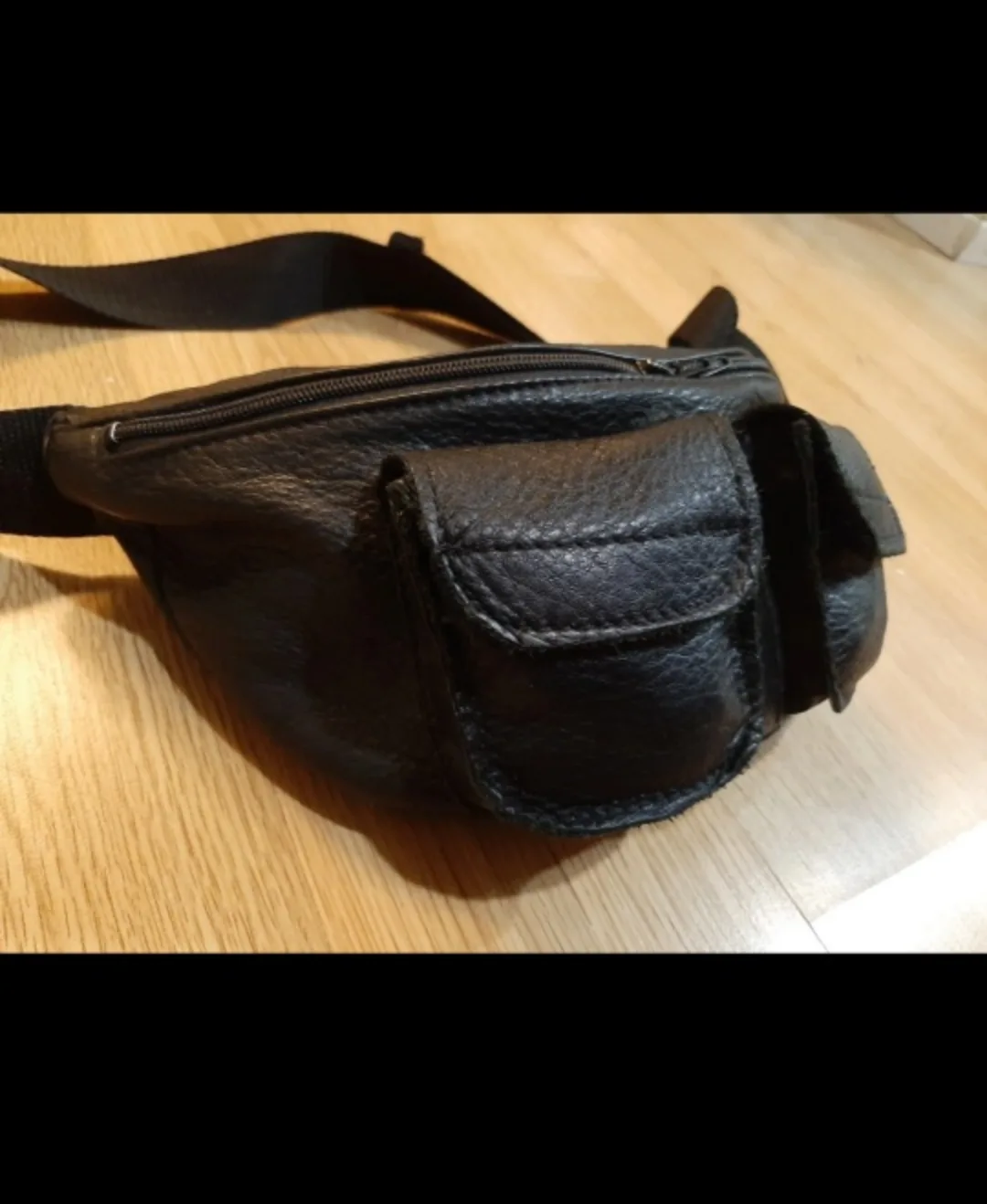NEW.Black Cowhide Leather waist Pack.firm price image indicator(4)