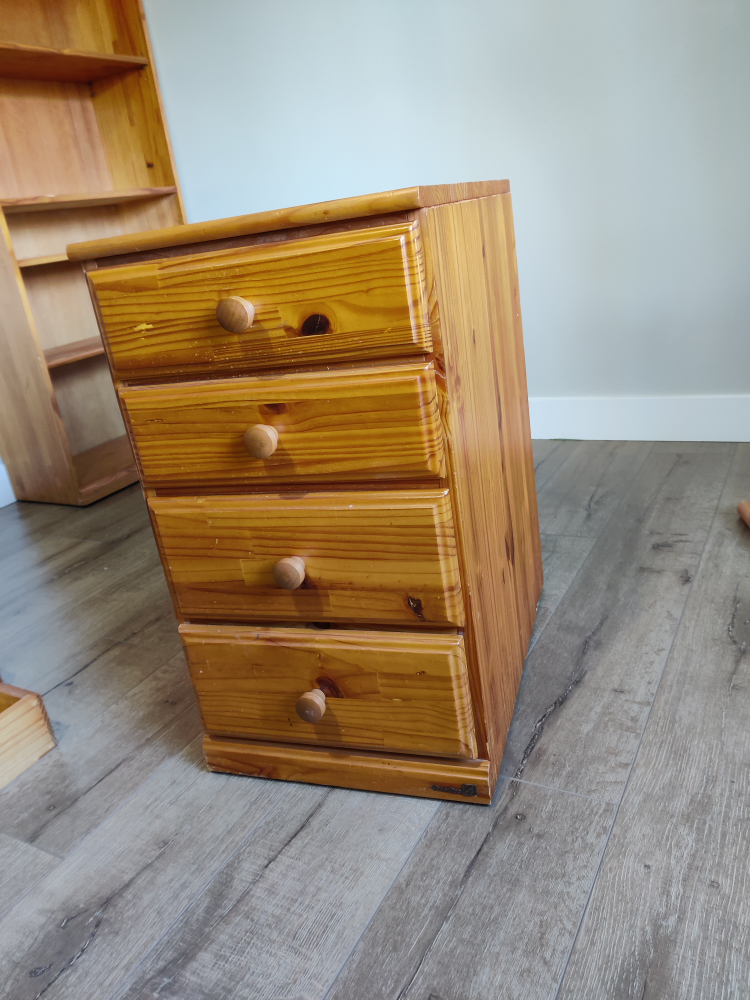 Solid Pine Wood Four-Drawer Chest