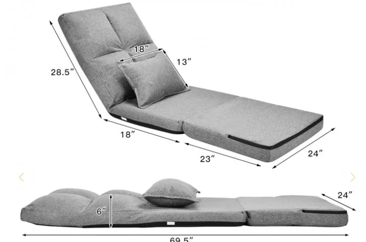 Triple Fold Down Flip Convertible Sleeper Couch - Grey image indicator(2)