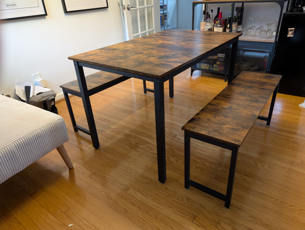 Dining table and benches