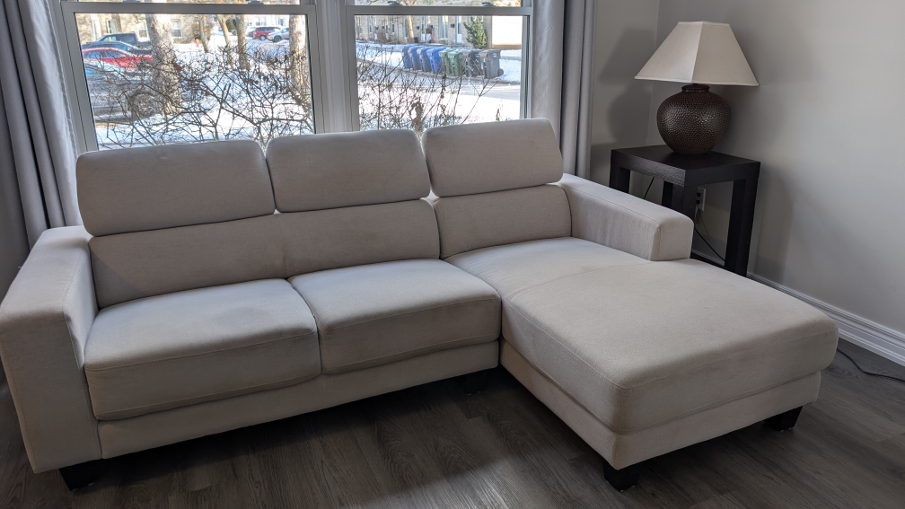 Beige Sectional Sofa with Chaise Lounge - photo 2