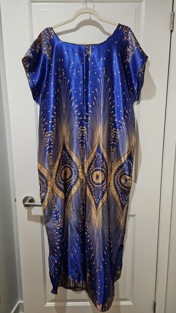 Blue and Gold Satin Kaftan, Brand new - photo 3