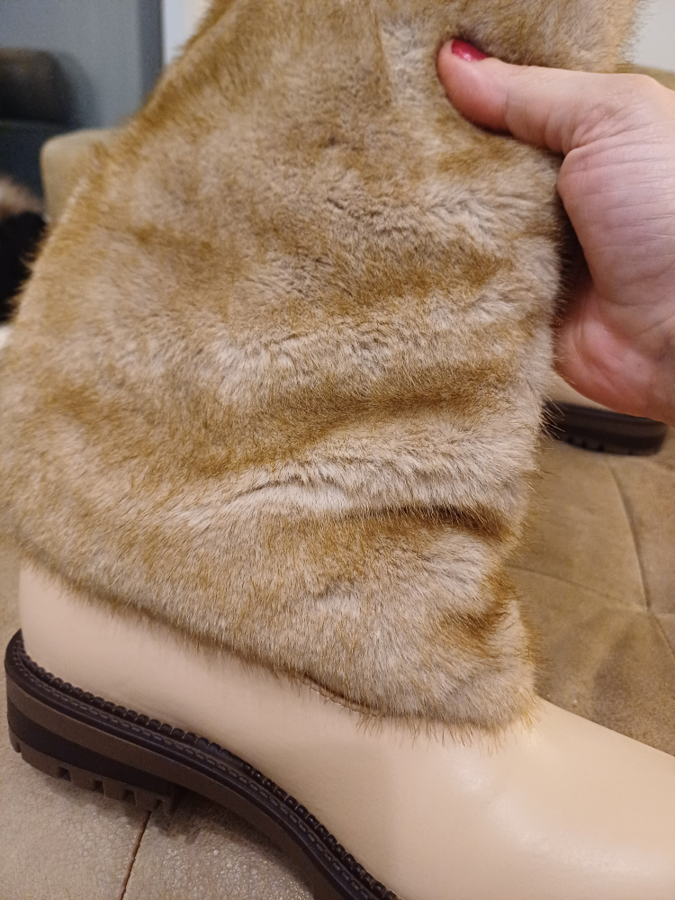 Faux Fur Trimmed Knee High Boots - Size 7.5