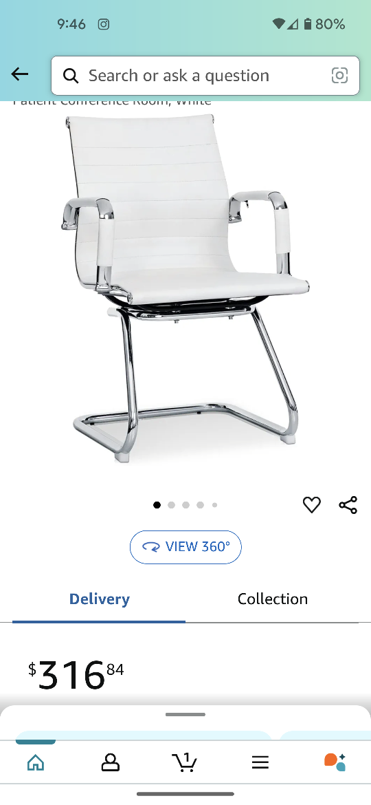 White Office Chair with Chrome Legs