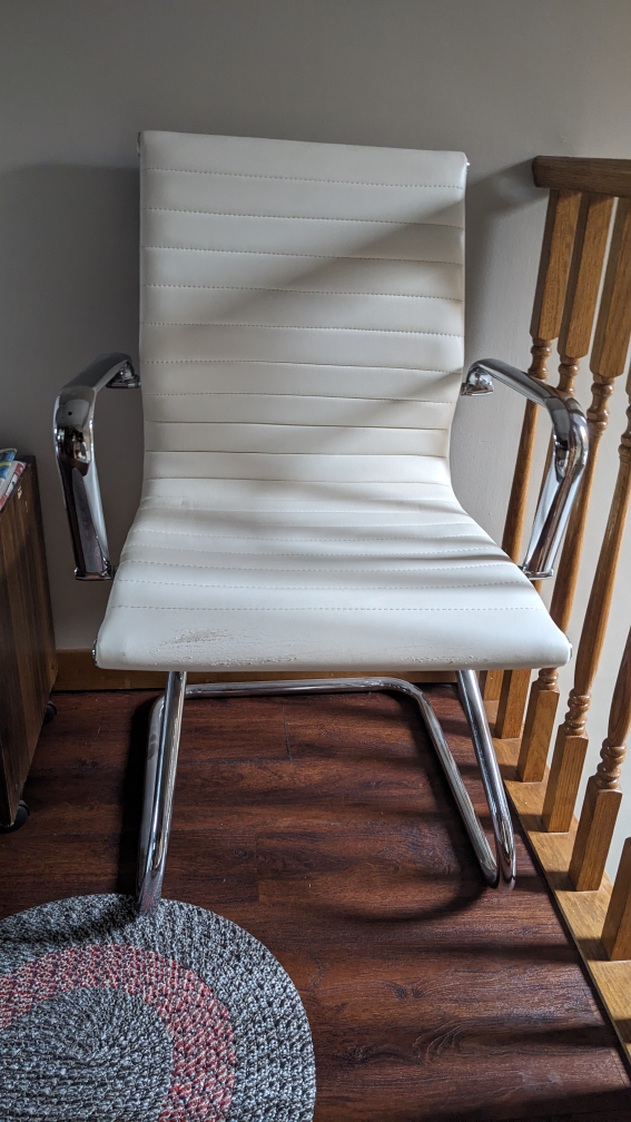 White Office Chair with Chrome Legs - photo 2