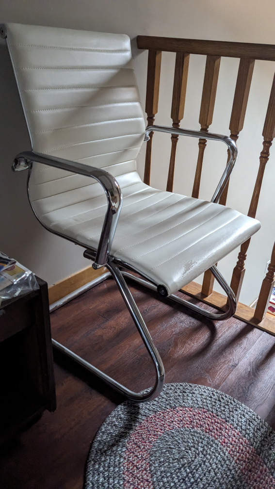 White Office Chair with Chrome Legs - photo 3