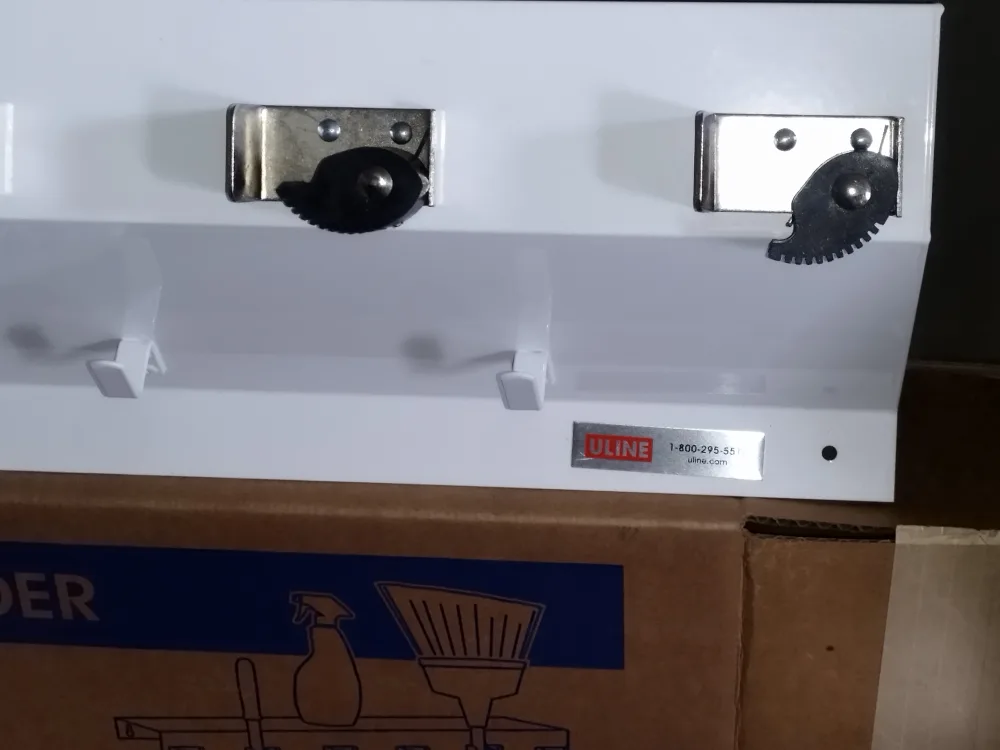 ULINE Mop and Broom Holder with Shelf - White image indicator(2)