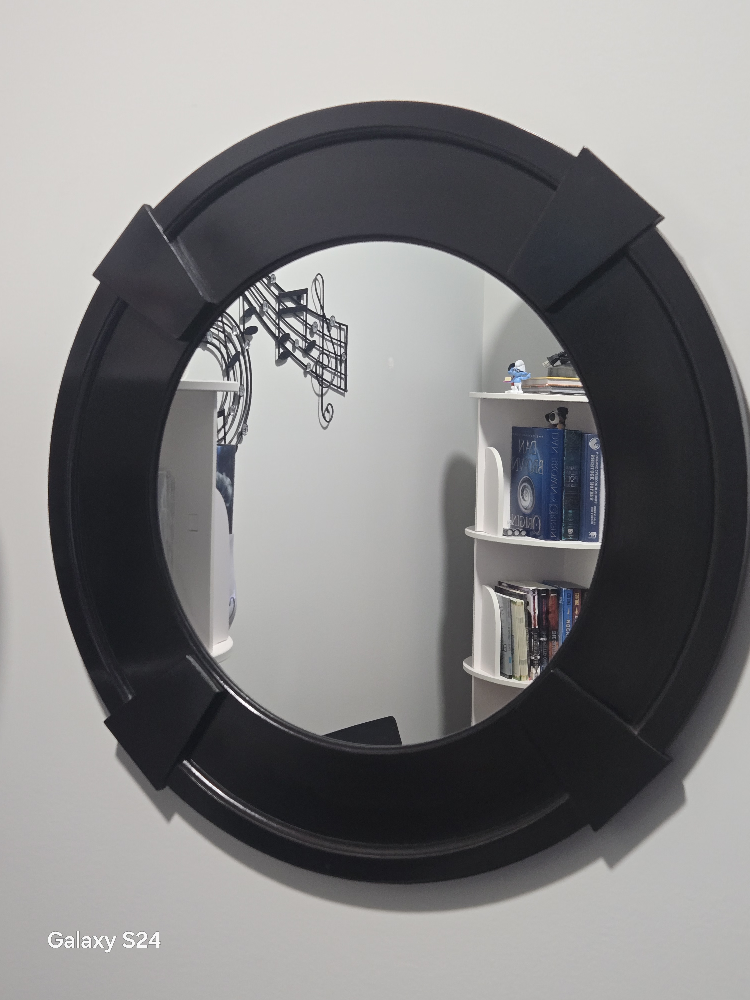 Round Black Framed Wall Mirror