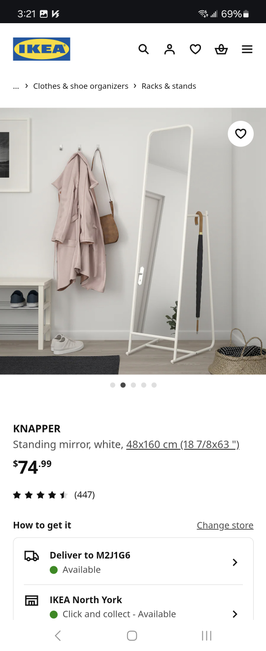 IKEA KNAPPER Full-Length Mirror with Clothes Rack - photo 2