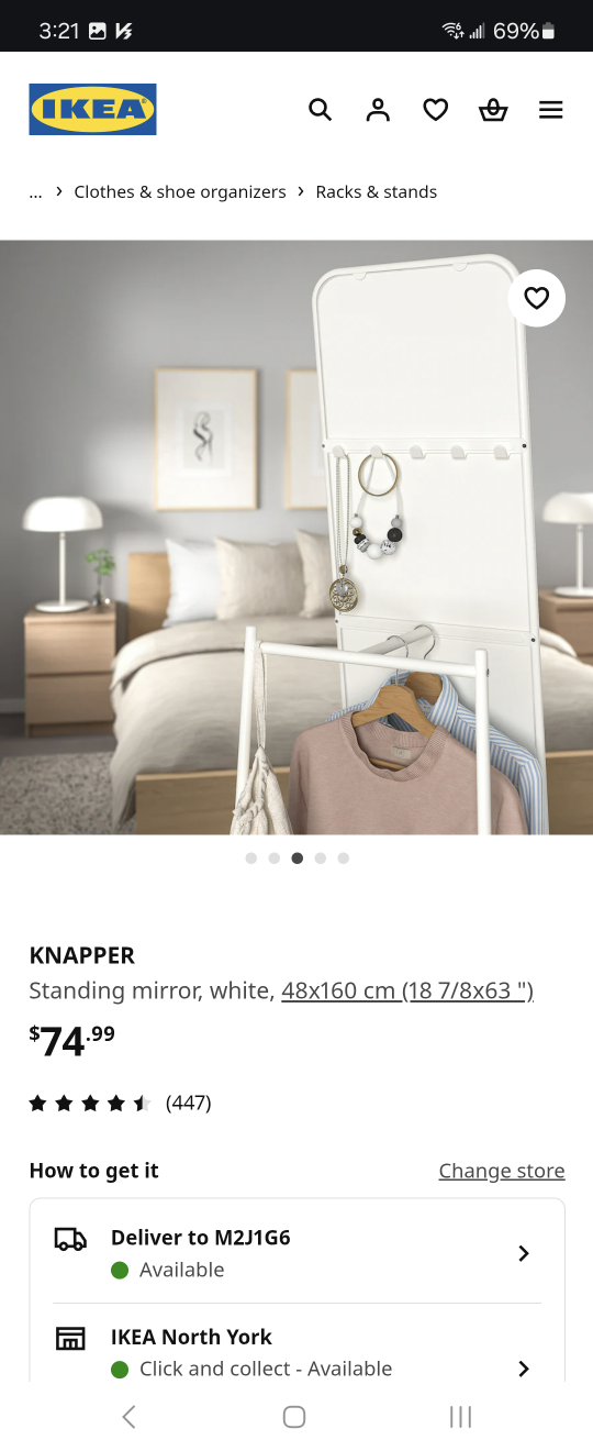 IKEA KNAPPER Full-Length Mirror with Clothes Rack - photo 3