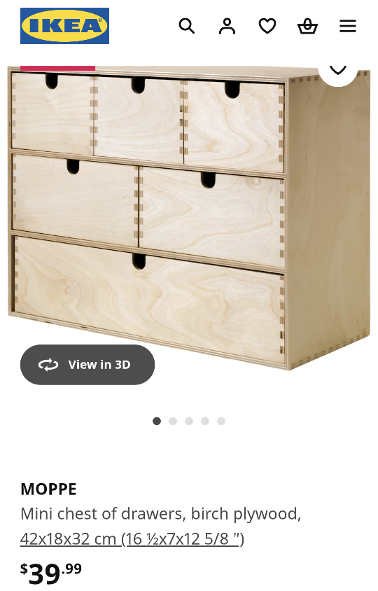 IKEA MOPPE Mini Chest of Drawers Birch Plywood