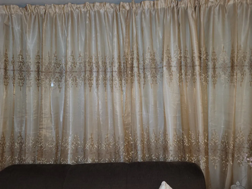 Sheer golden Embroidered Turkish Curtains $25 each image indicator(7)