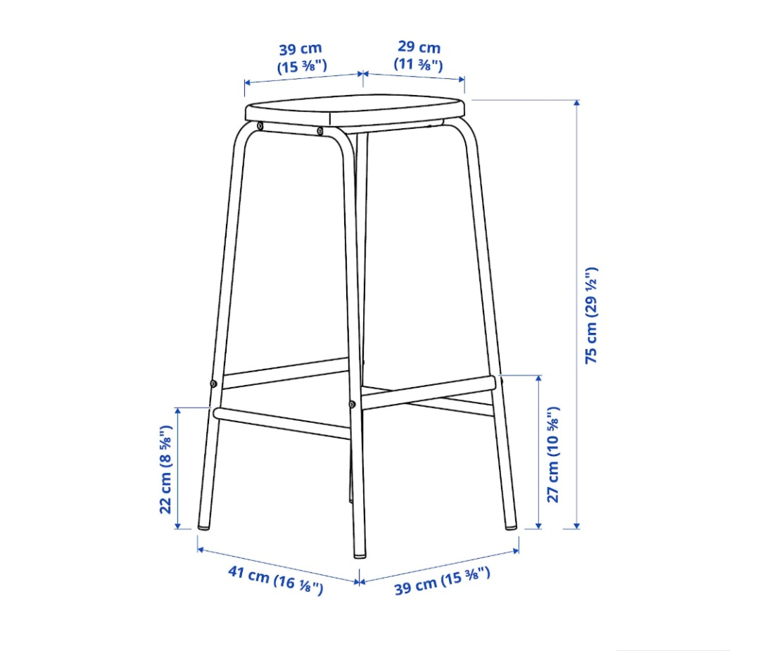 IKEA NORDVIKEN Bar Stool set of 2- Grey - photo 3