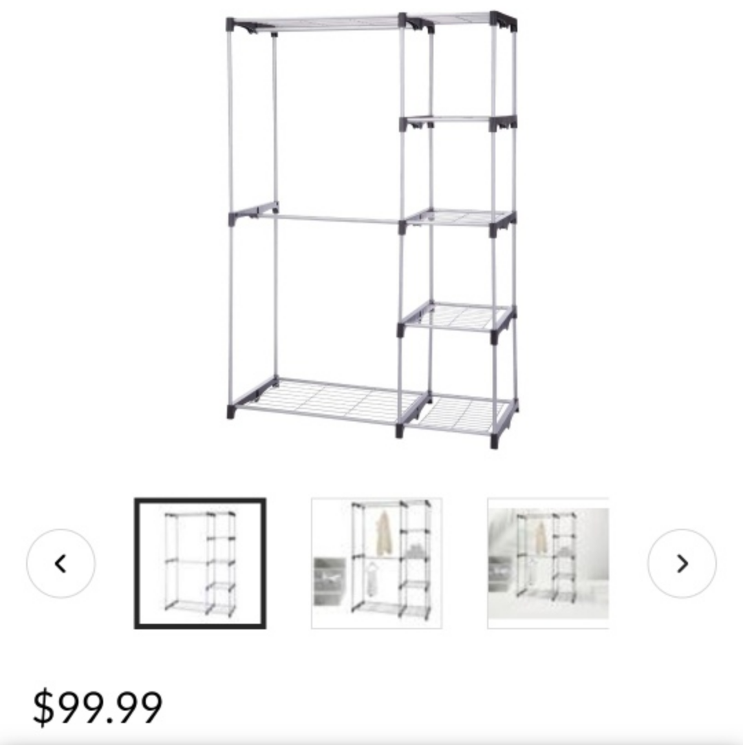 Metal Clothing Rack with Shelves