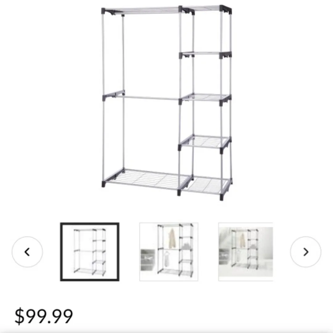 Metal Clothing Rack with Shelves thumbnail