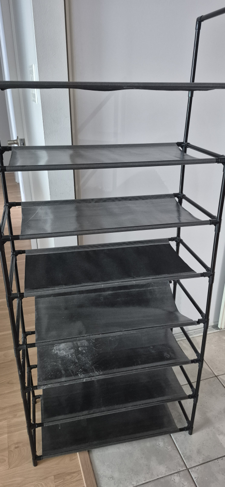 Black Fabric 8-Tier Shoe Rack