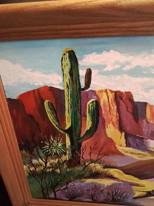 Vintage Southwestern Landscape Oil Painting image indicator(3)