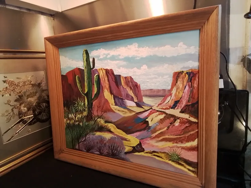 Vintage Southwestern Landscape Oil Painting image indicator(5)
