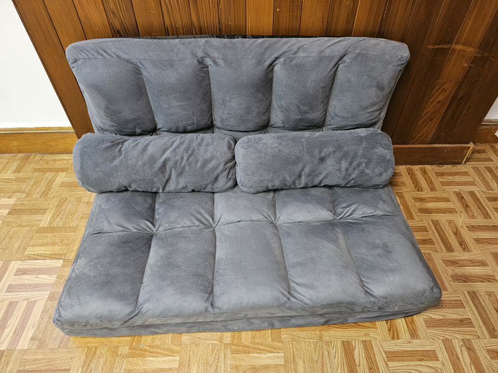 Grey floor folding couch and futon sofa